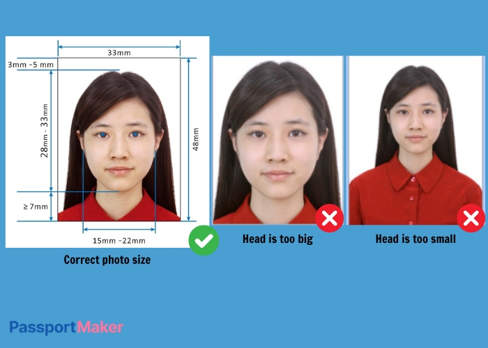 Chinese passport photo size and measurements 