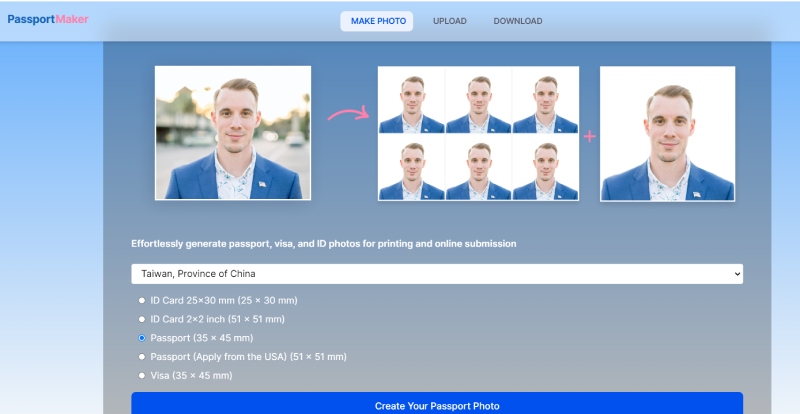 Create passport photo with PassportMaker